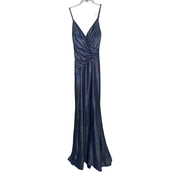 2010s Terani Couture Royal Silver Beaded Metallic Evening Gown Size 2 NWT - Picture 12 of 16